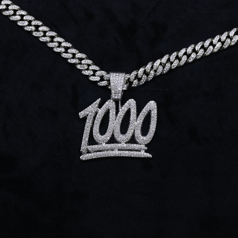 Lux Diamond-encrusted 1000 Pendant Cuban Necklace