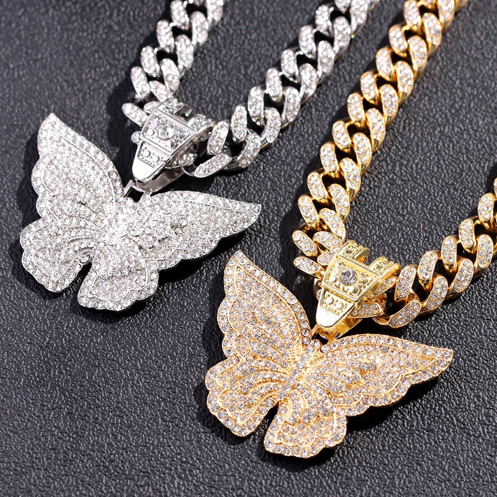 Lux Exaggerated Butterfly Pendant Cuban Necklace